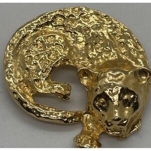 Jaguar Brooch Vintage‎ Gold Tone Maximalist 80s Flair
